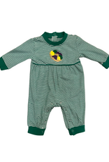 Itsy Bitsy King Cake Romper, Green Stripe