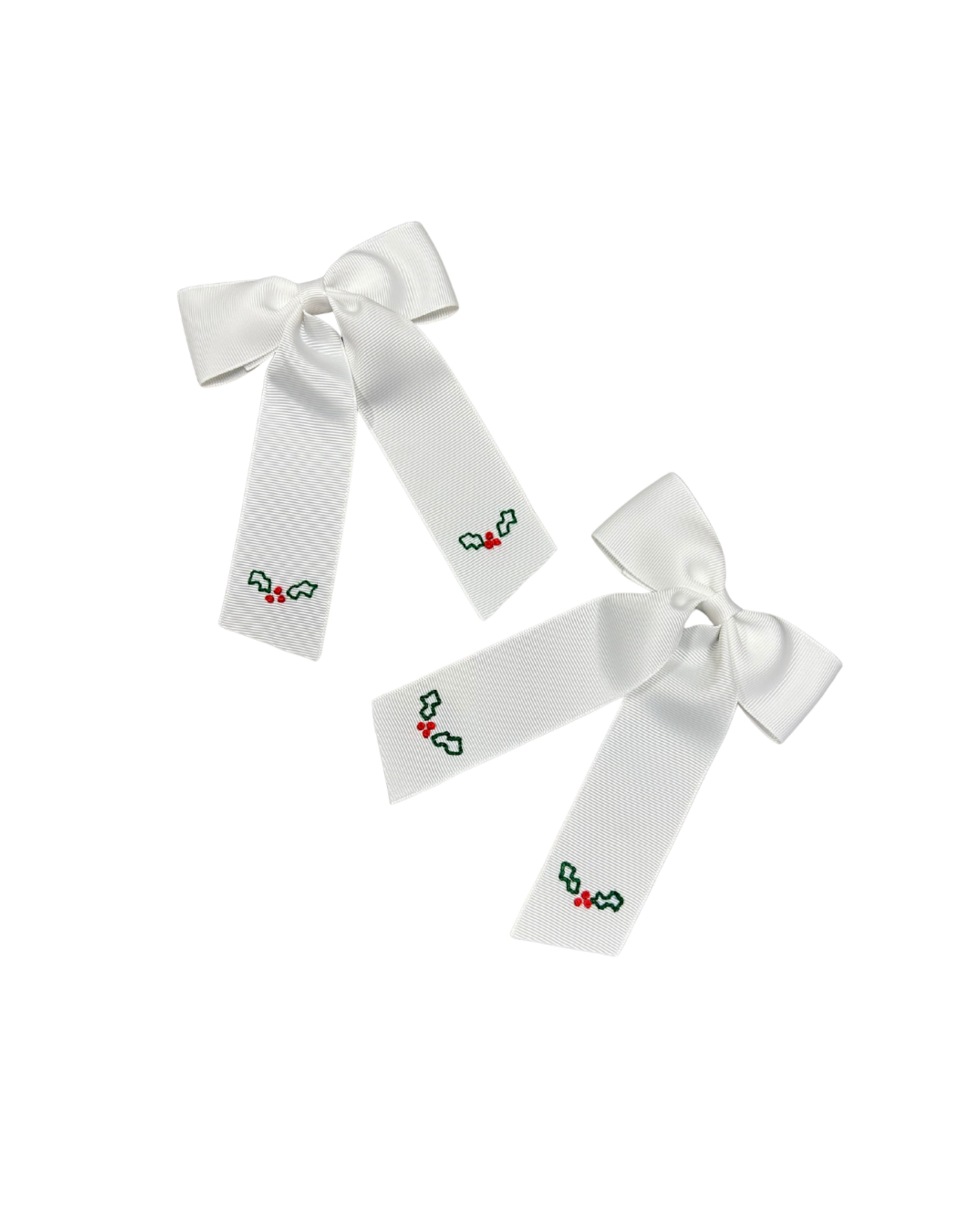 Hallie Sobie Co. Hand Stitched Bow, Christmas Hollies