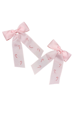 Hallie Sobie Co. Hand Stitched Bow, Pink Candy Canes