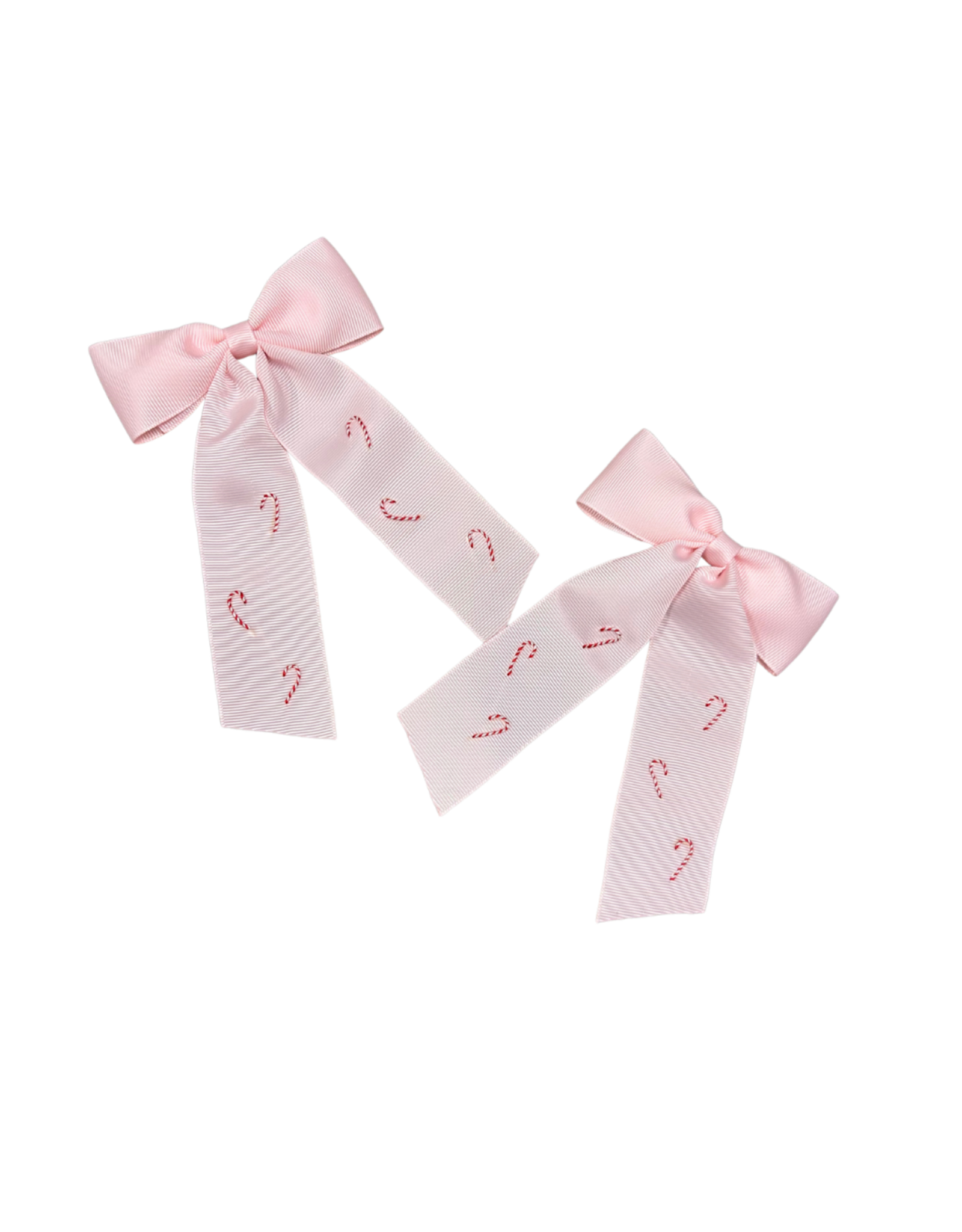 Hallie Sobie Co. Hand Stitched Bow, Pink Candy Canes