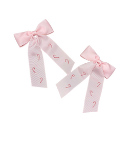 Hallie Sobie Co. Hand Stitched Bow, Pink Candy Canes