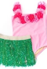Shade Critters Pink Hula Lei 1 Piece Swim with Fringe Skirt