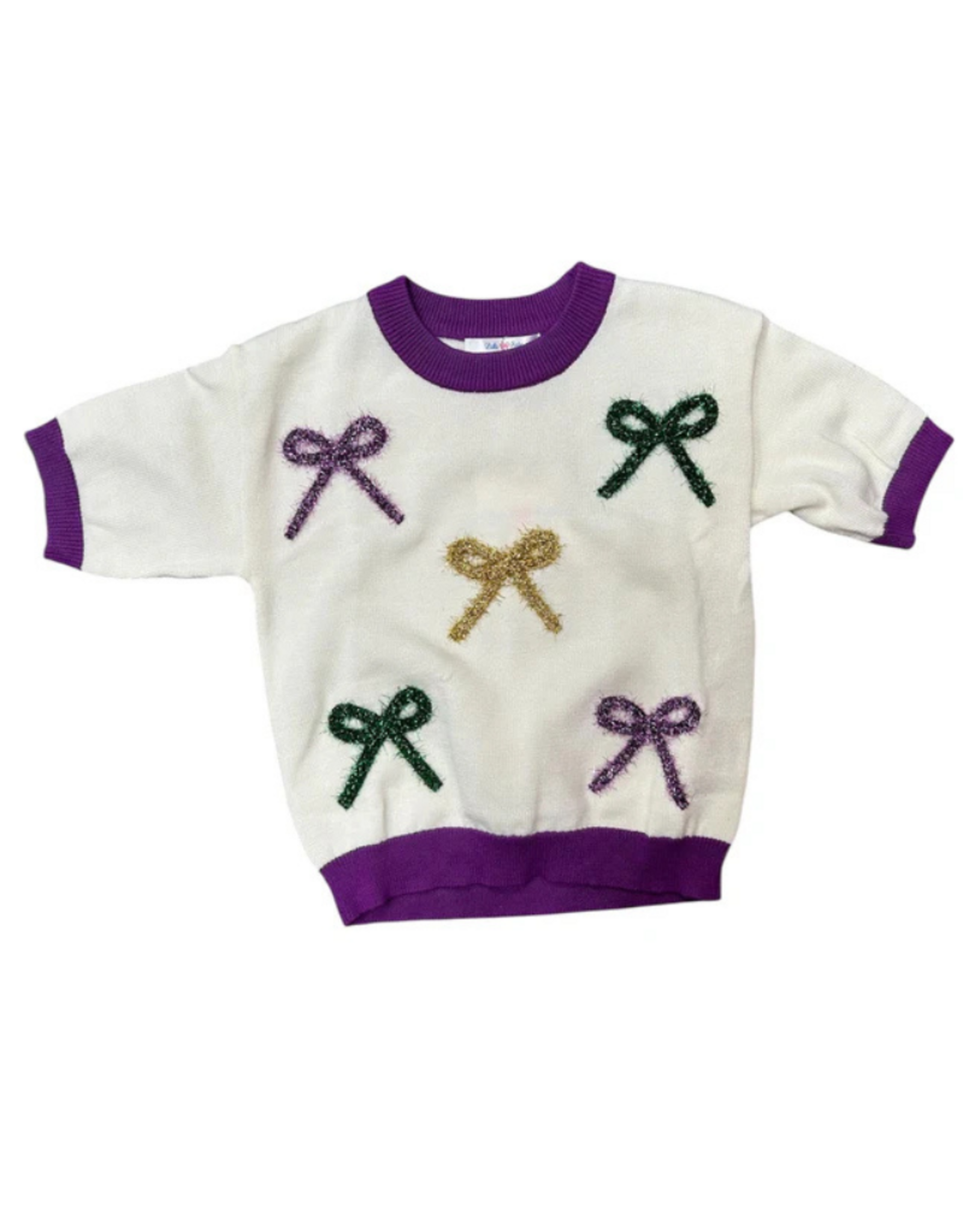 Lulu Bebe LLC Mardi Gras Bow Sweater