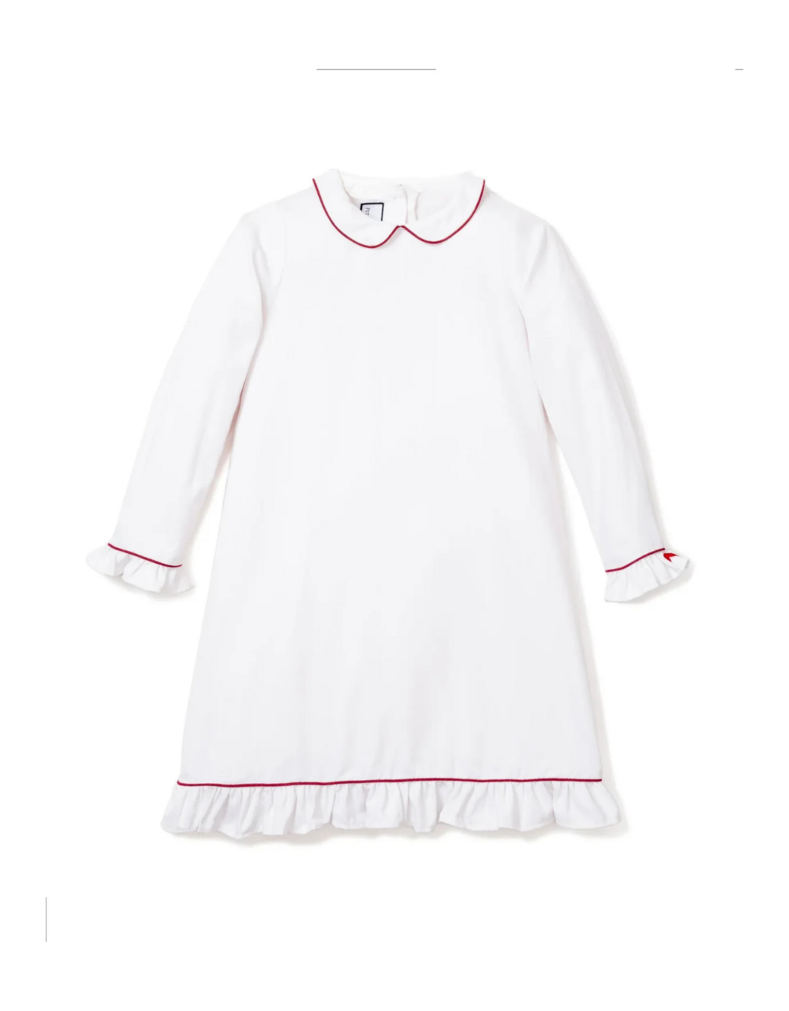 Petite Plume White Sophie Nightgown With Red Piping