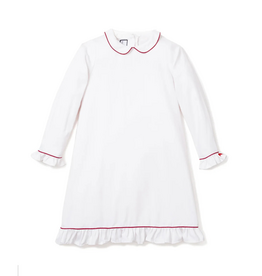 Petite Plume White Sophie Nightgown With Red Piping