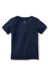 Petite Plume Navy Pima V-Neck Top