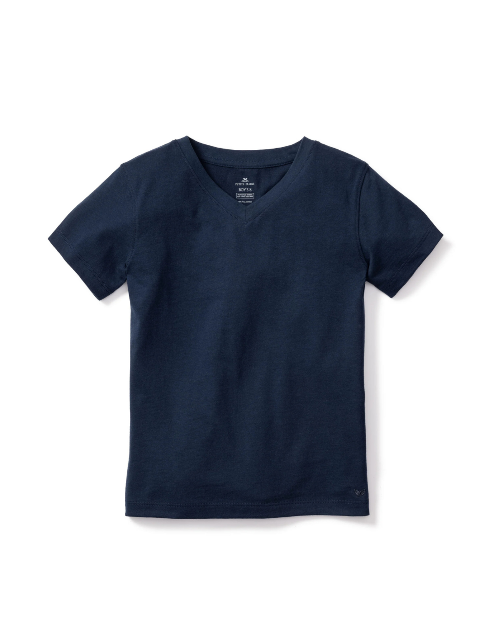 Petite Plume Navy Pima V-Neck Top