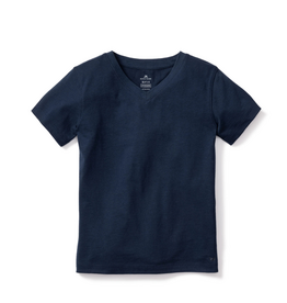 Petite Plume Navy Pima V-Neck Top