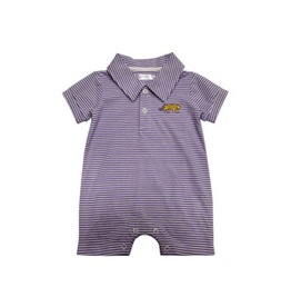 Lulu Bebe LLC Purple Stripe Tiger Polo Romper