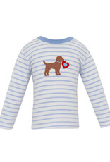 Claire and Charlie Valentine Puppy Lt Blue Stripe Boys L/S T-Shirt
