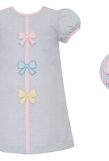 Claire and Charlie Pastel Bows Lt Blue Seersucker A-Line Dress