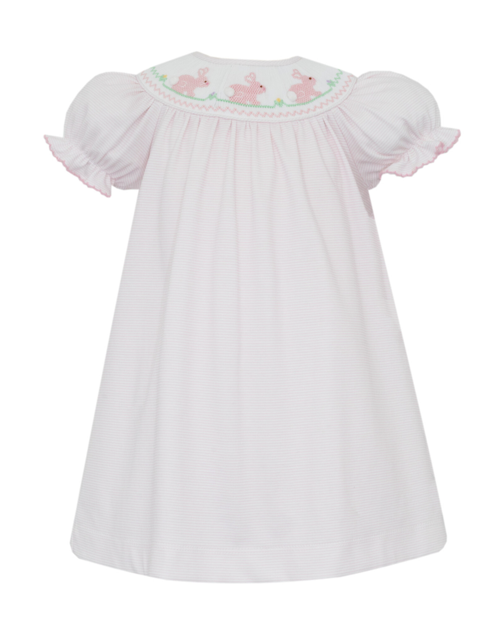 Petit Bebe Bunny Girl's Pink Knit Stripe Bishop Dress