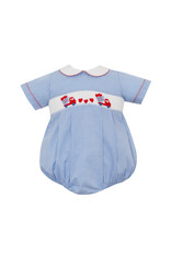 Petit Bebe Valentine's Day Boy's Lt Blue Gingham Bubble