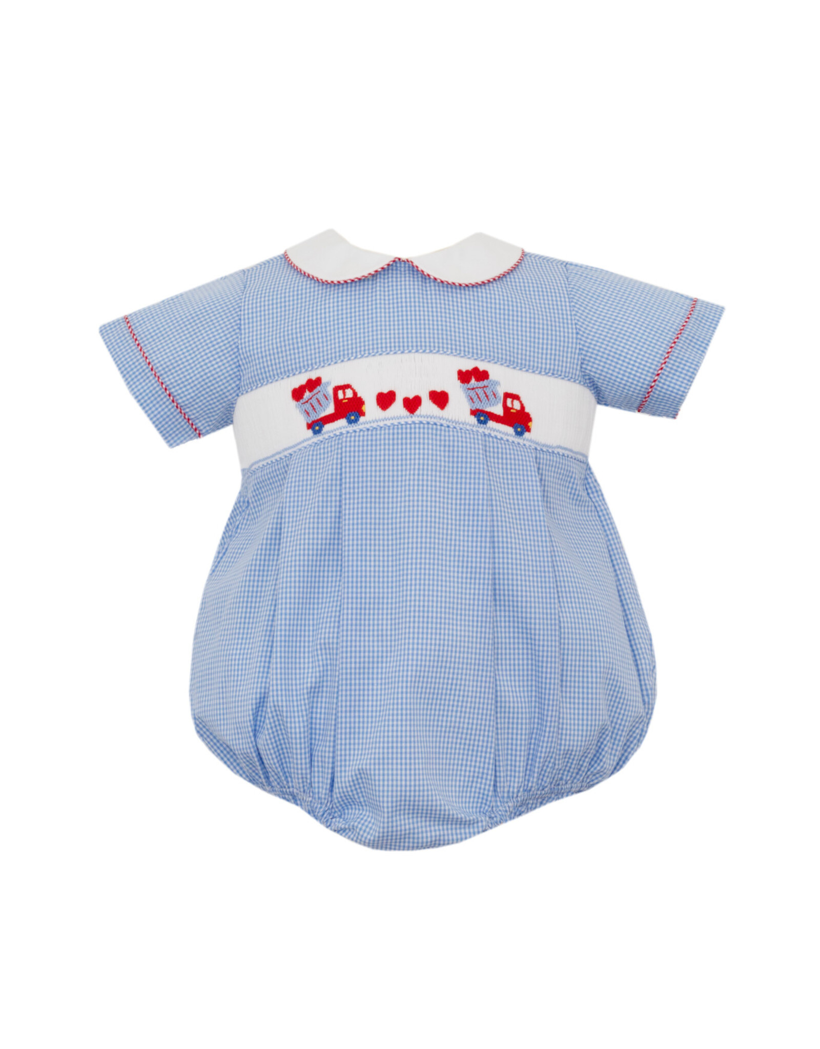 Petit Bebe Valentine's Day Boy's Lt Blue Gingham Bubble