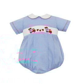 Petit Bebe Valentine's Day Boy's Lt Blue Gingham Bubble