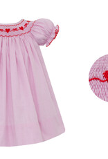 Petit Bebe Valentine's Day Girl's Pink Gingham Bishop Dress