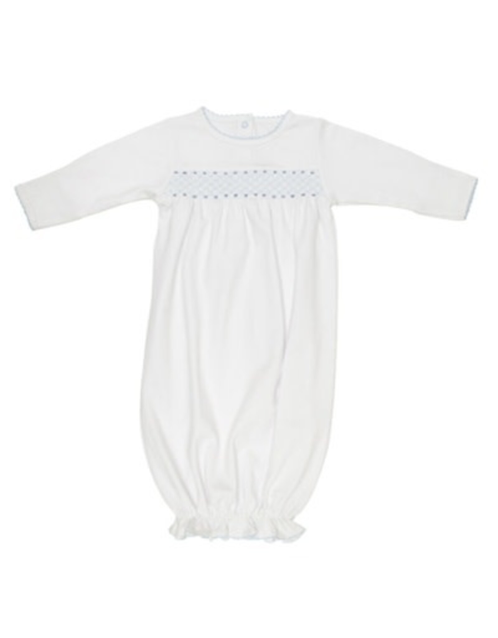 The Beaufort Bonnet Company Sweetly Smocked Greeting Gown White/Blue 0/3m