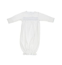 The Beaufort Bonnet Company Sweetly Smocked Greeting Gown White/Blue 0/3m