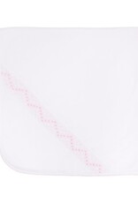 The Beaufort Bonnet Company Sweetly Smocked Blessing Blanket White/Palm Beach Pink