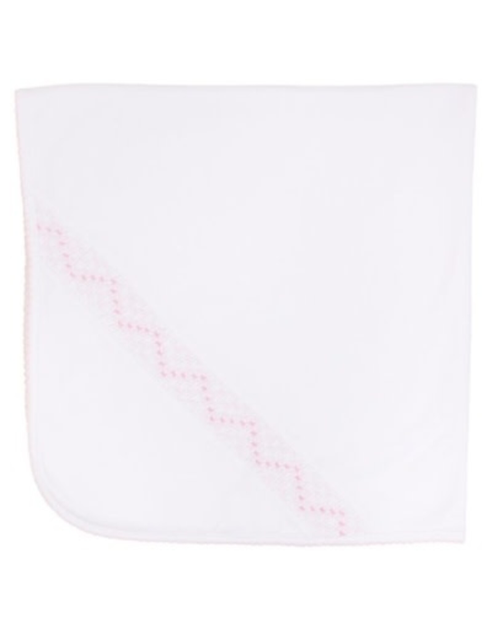 The Beaufort Bonnet Company Sweetly Smocked Blessing Blanket White/Palm Beach Pink