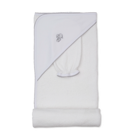 Kissy Kissy Sweet Sheep Silver Hooded Towel w/ Mitt Set