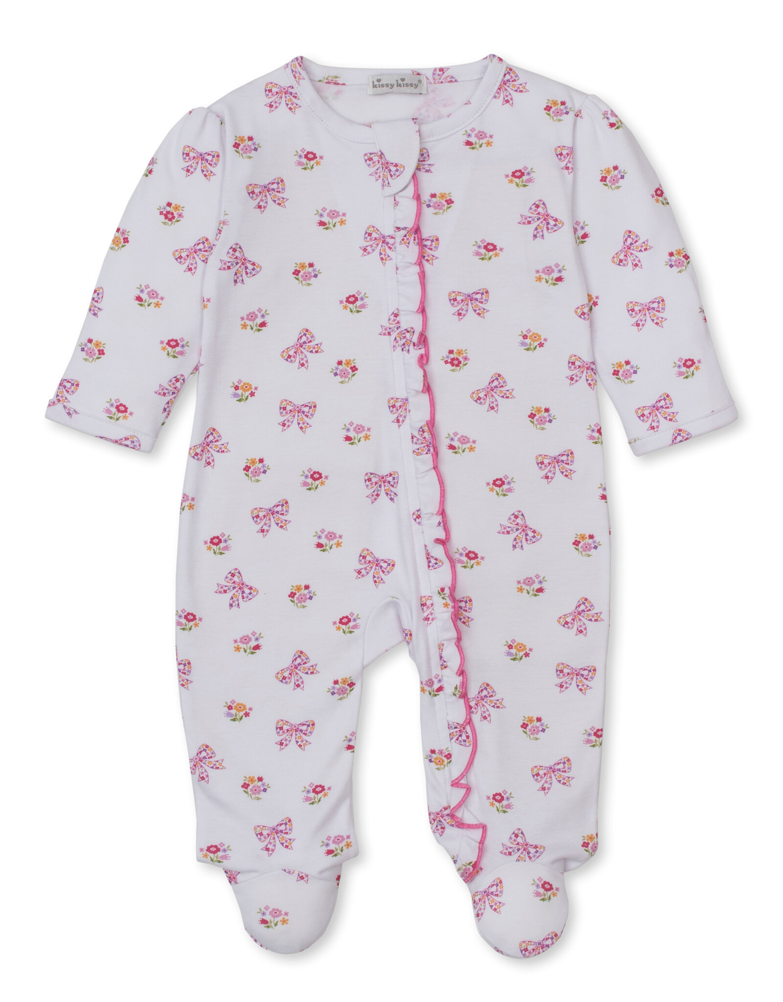 Kissy Kissy Blossoming Bows Print Zip Footie