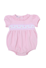 Magnolia Baby Valentine's Classics Smocked Short Sleeve Bubble, Pink