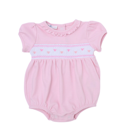 Magnolia Baby Valentine's Classics Smocked Short Sleeve Bubble, Pink