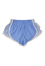 Funtasia Too Blue Track Shorts, Blue Floral Sides