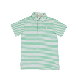 The Beaufort Bonnet Company Prim and Proper SS Polo,  Grace Bay Green Stripe