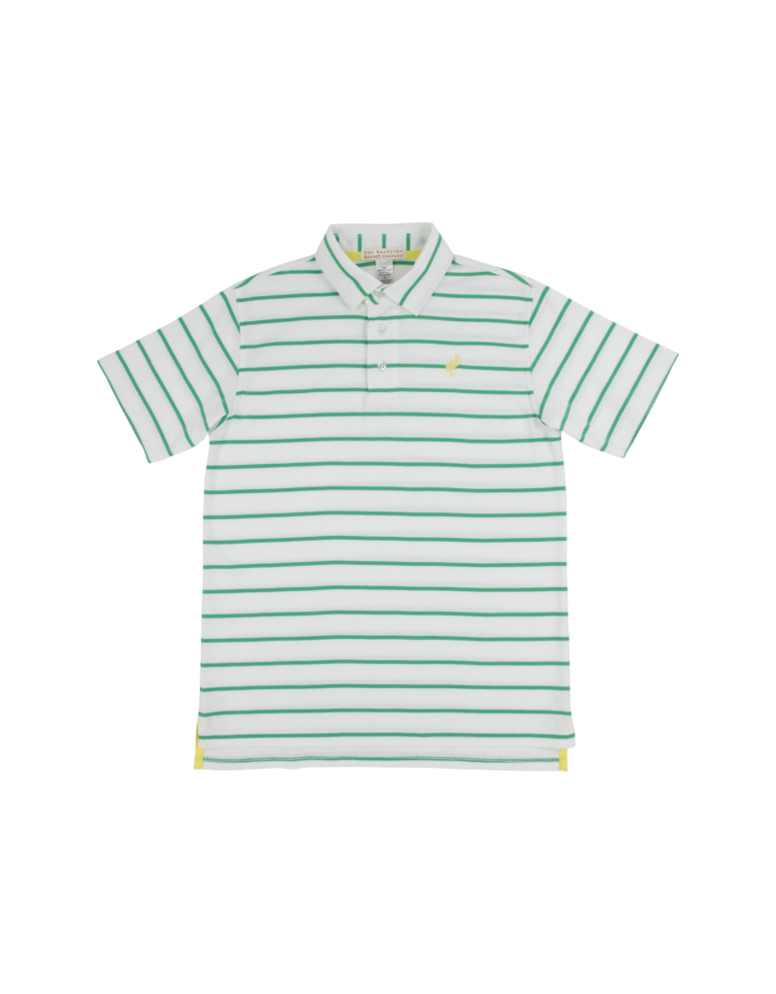 The Beaufort Bonnet Company Prim and Proper Polo SS, Gibson Island Green Stripe