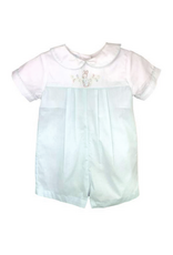 Petit Ami Aqua Embroidered Bunny Boy Romper