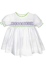 Petit Ami Purple Bitty Dot Smocked Dress