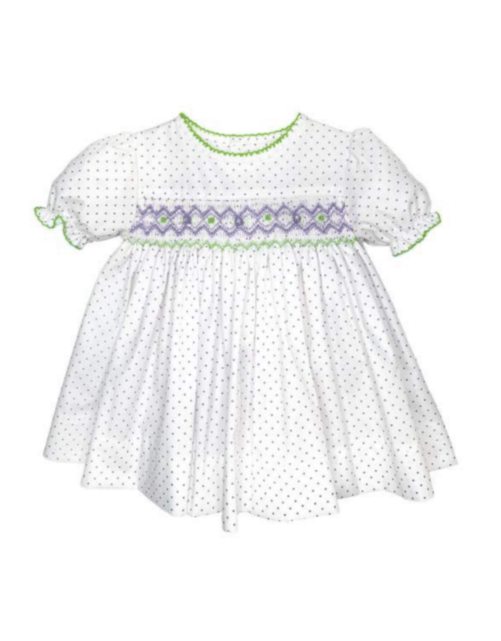 Petit Ami Purple Bitty Dot Smocked Dress