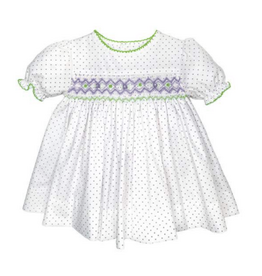 Petit Ami Purple Bitty Dot Smocked Dress
