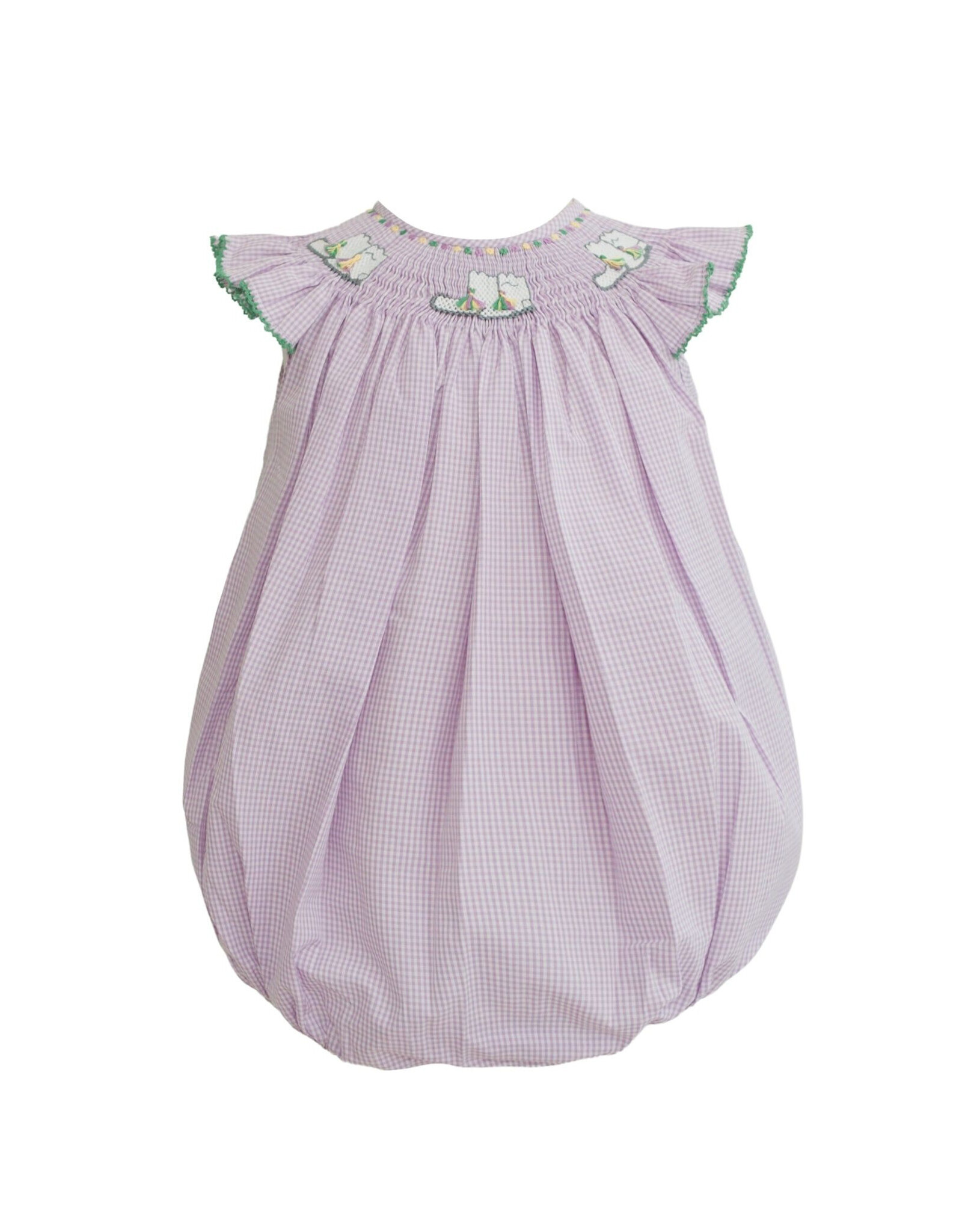 Krewe Kids Eloise Purple Gingham Smocked Marching Boots Bubble
