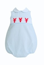 Krewe Kids Henry Blue Seersucker Smocked Crawfish Bubble