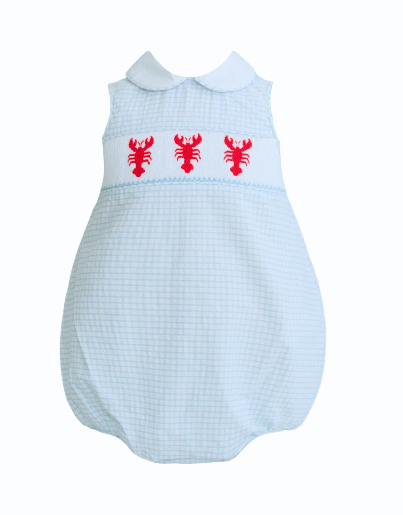 Krewe Kids Henry Blue Seersucker Smocked Crawfish Bubble