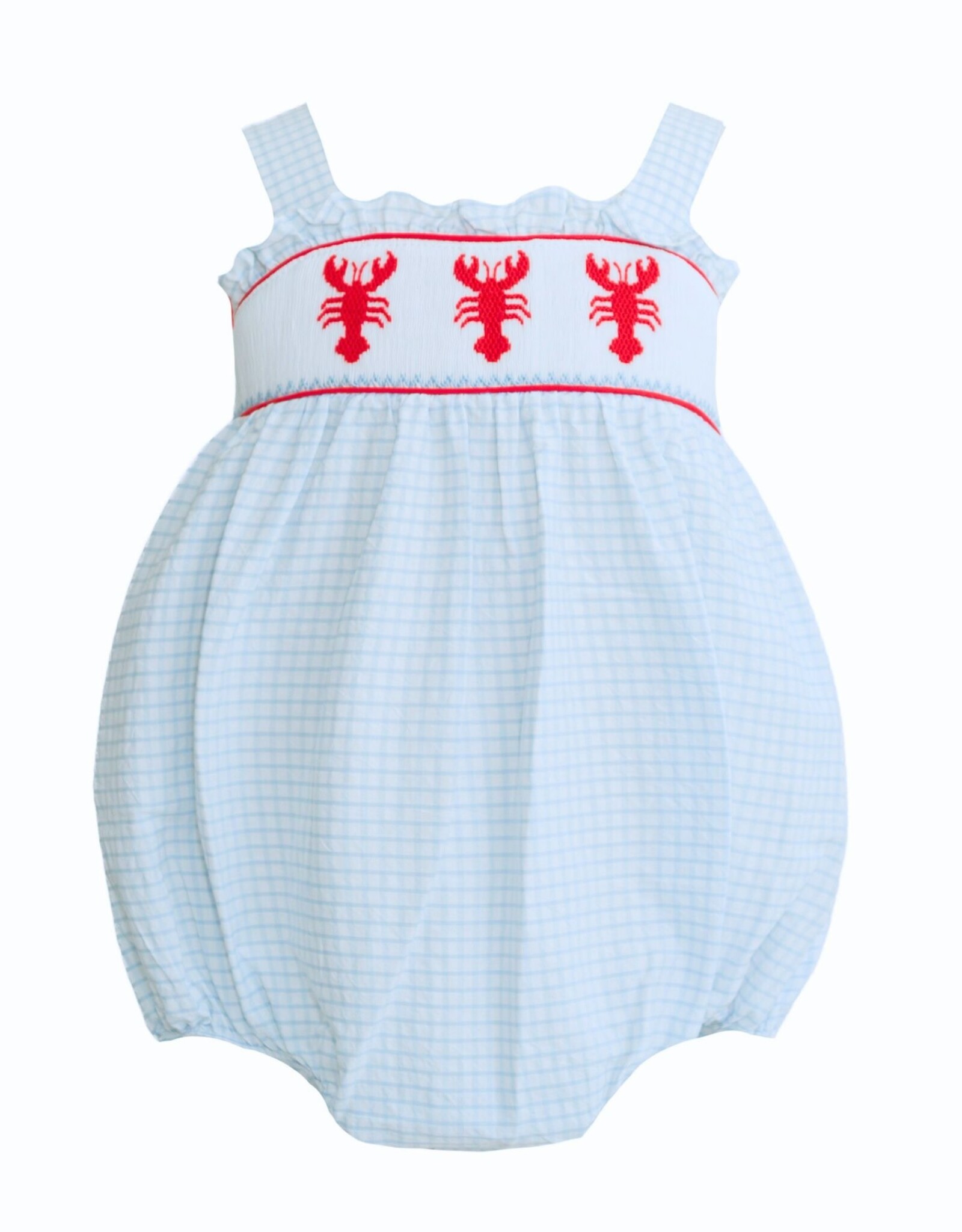 Krewe Kids Jesse Blue Seersucker Smocked Crawfish Bubble