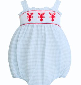 Krewe Kids Jesse Blue Seersucker Smocked Crawfish Bubble