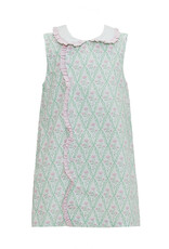 Krewe Kids Claire Green and Pink Floral Scallop Dress