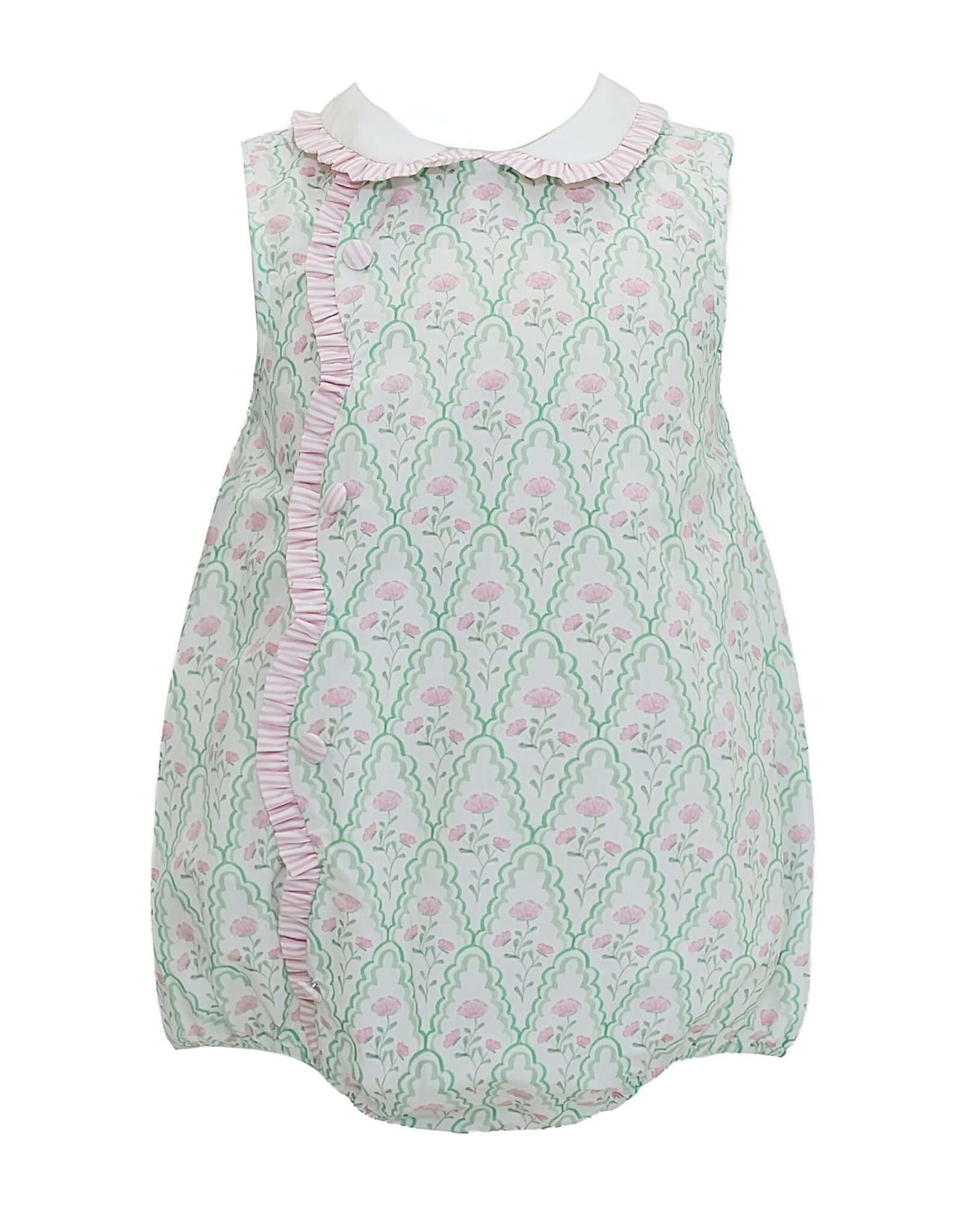 Krewe Kids Claire Green and Pink Floral Scallop Bubble