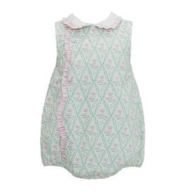 Krewe Kids Claire Green and Pink Floral Scallop Bubble