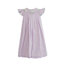 Krewe Kids Eloise Purple Gingham Smocked Marching Boots Dress