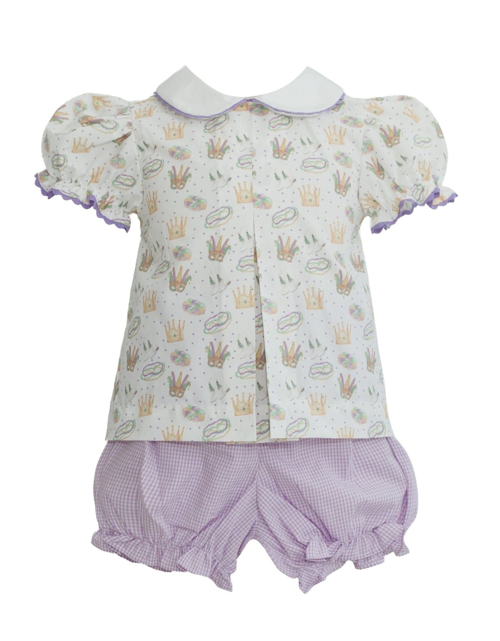 Krewe Kids Isabelle Mardi Gras Icons Print Pleat Bloomer Set