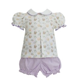 Krewe Kids Isabelle Mardi Gras Icons Print Pleat Bloomer Set