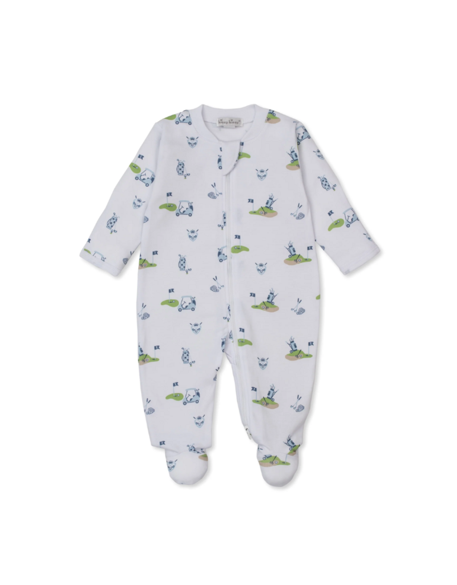 Kissy Kissy Golf Championship Zipper Footie Blue