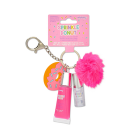 Iscream Donut Lip Gloss & Lip Oil Key Chain Set