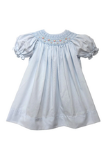 Petit Ami Blue Flower Smocked Bishop Dress