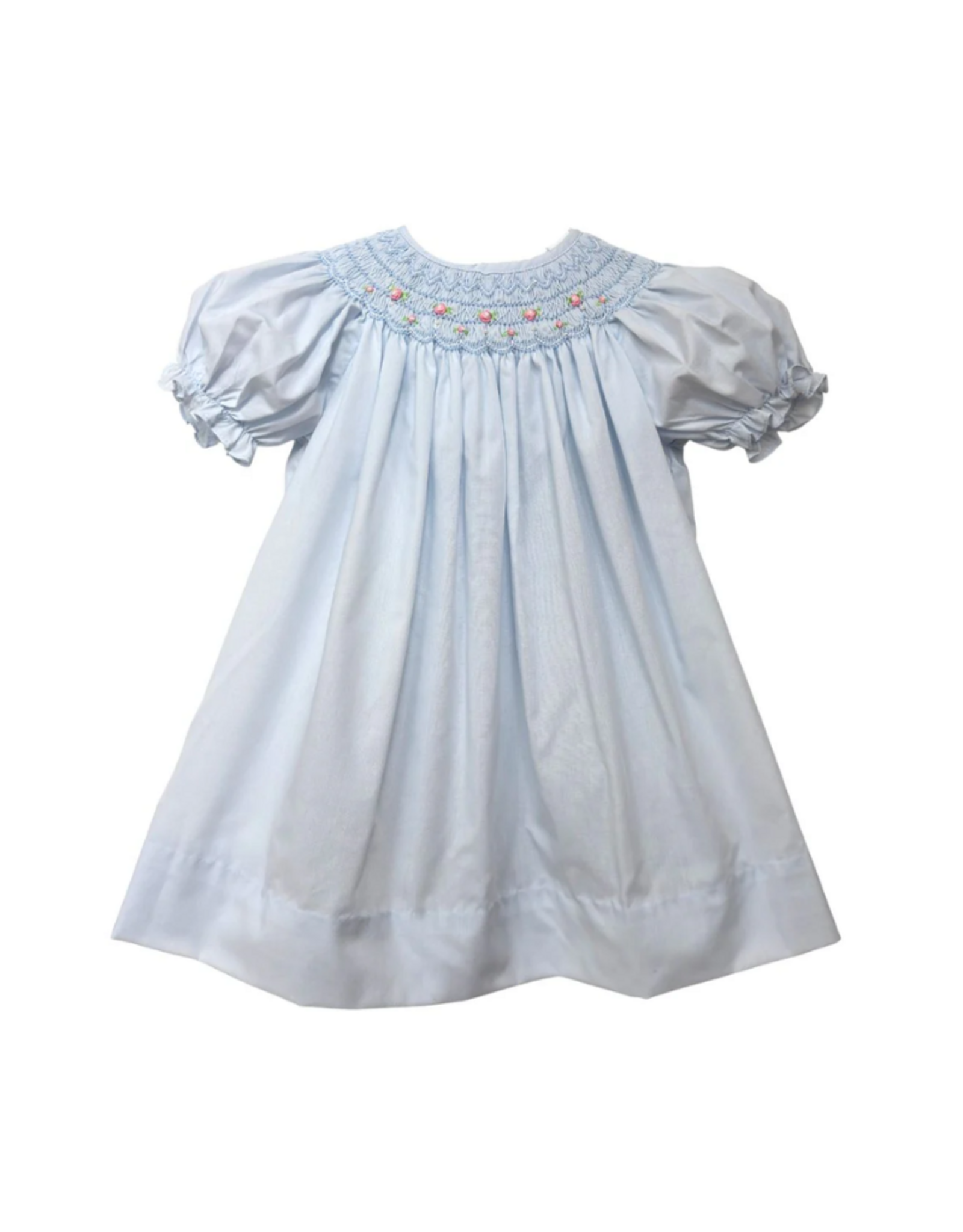 Petit Ami Blue Flower Smocked Bishop Dress